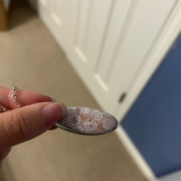 Handcrafted Indonesian Fossil Coral Pendant with Sterling Silver Chain - Picture 2 of 2